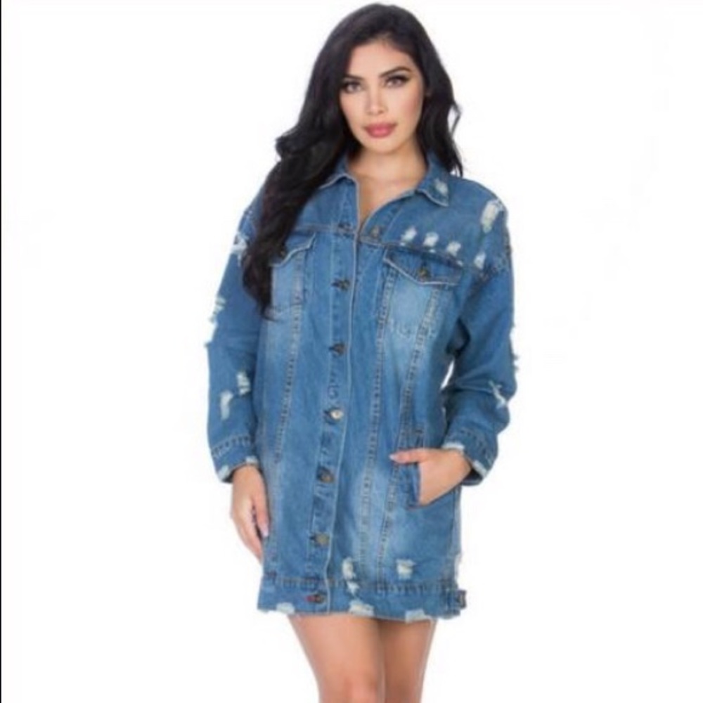 LeShop Oversized Jean Jacket - Picture 2 of 6